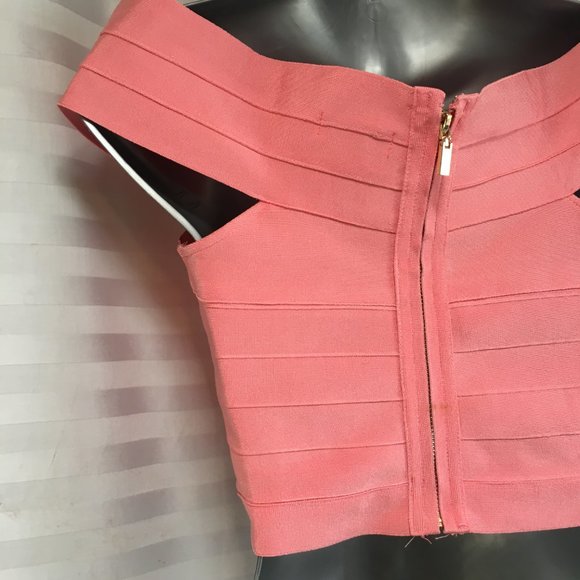 YaYa & Co Formal Coral Pink Top Strapless Grad Prom Zipper Sz Med Fitted Stretch - Picture 11 of 14